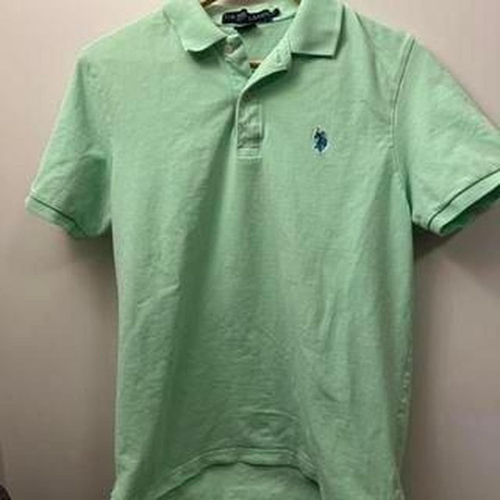 US Polo Assn Mens Green Short Sleeve Polo Shirt Logo Size M